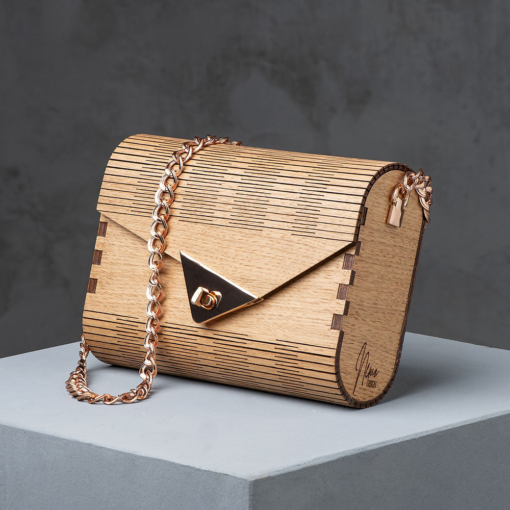 Borsa Cassiopea in legno, Essenza Rovere