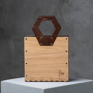 Borsa Phoenix in legno e pelle, essenza Rovere